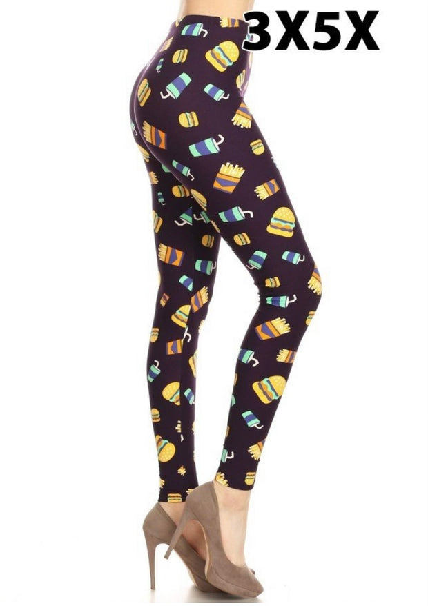 LEG-12 {Burgers & Shakes) Purple Butter Soft Capri Leggings