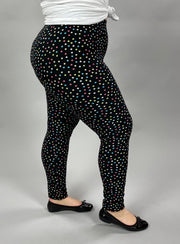 LEG-86 {Party Dots} Multi Colored Dot Print Leggings EXTENDED PLUS  3X/5X