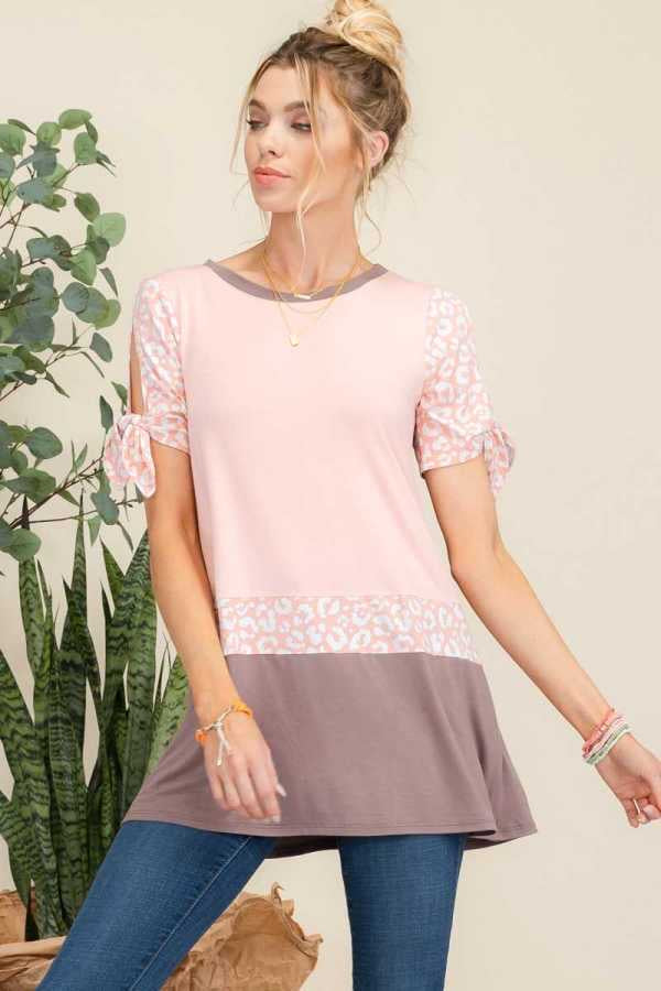 SALE!! 23 CP-A {Peach Blast} Peach/Mocha  Animal Print Top PLUS SIZE XL 2X 3X