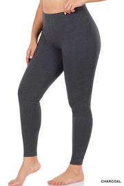 LEG-15 {Embrace Change} Charcoal Cotton Full Length Leggings PLUS SIZE 1X 2X 3X