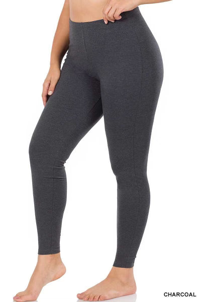 LEG-15 {Embrace Change} Charcoal Cotton Full Length Leggings PLUS SIZE 1X 2X 3X