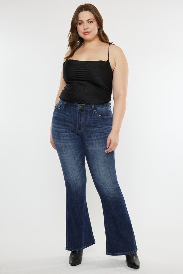LEG-24 {KanCan} Dark Blue Mid-Rise Flare Leg Jeans PLUS SIZE 3X