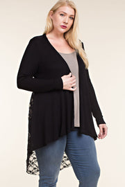 SALE!! 25 OT {Who You Are} VOCAL Black Waffle Knit Lace Back Cardigan PLUS SIZE XL 2X 3X
