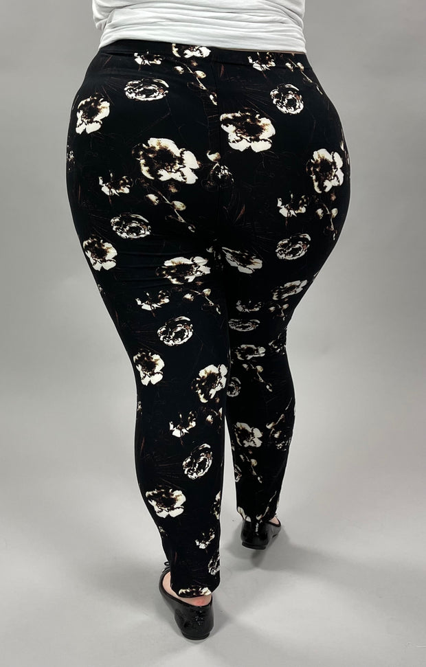LEG-86 {The Thing Is} Black Floral Leggings  EXTENDED PLUS SIZE 3X/5X