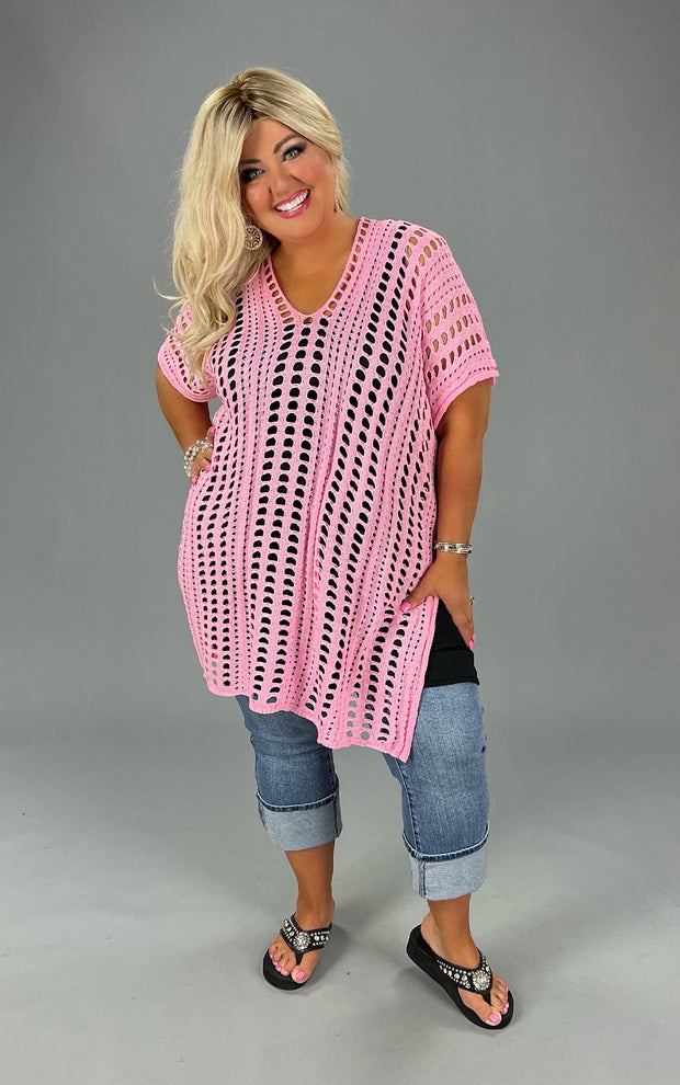 SWIM-Z or 31 {Summer Sweetheart} Pink Knit Cover-Up PLUS SIZE 3X