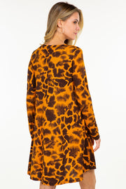 95  PLS-E {Wild Talking} Burnt Orange Print Long Sleeve Dress PLUS SIZE 1X 2X 3X