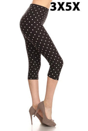 LEG-18 {Dots Galore} Black/White Polka Dot Capri Leggings EXTENDED PLUS SIZE 3X/5X