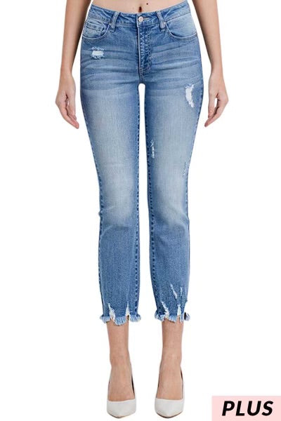 LEG-78  {Tricot} Med. Mid-Rise Crop Boot Jeans PLUS SIZE 1X 2X 3X