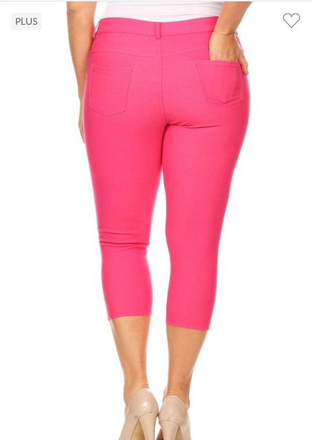LEG-92 {Fuchsia Revolution} Fuchsia Capri Jeggings PLUS SIZE 1X 2X 3X