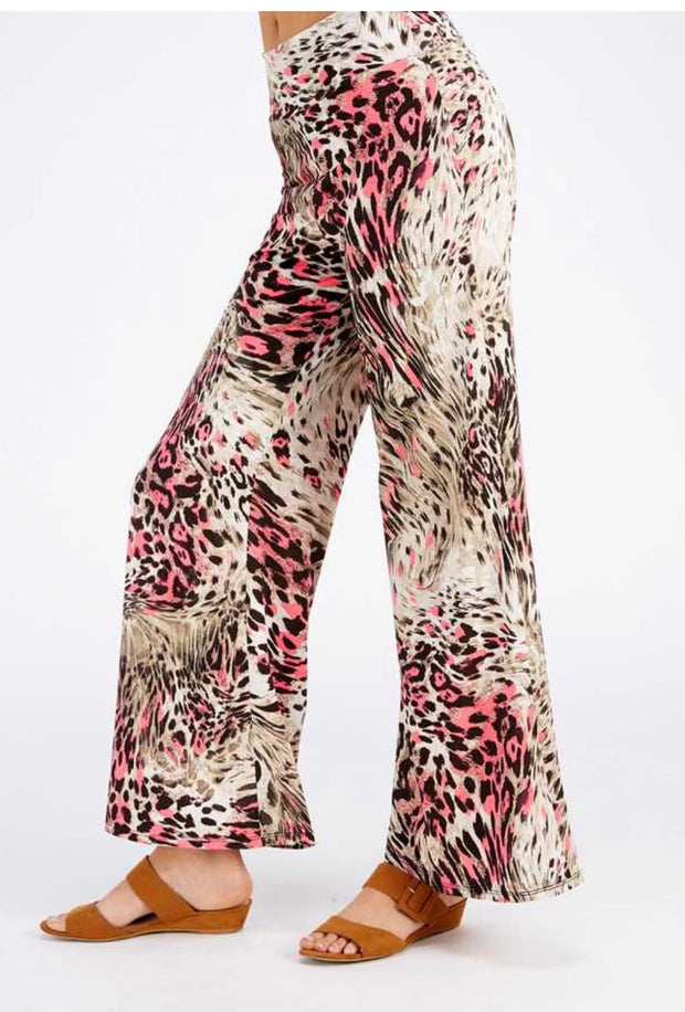 SALE!! BT-Z   {Signals Crossed} Pink Animal Print Palazzo Pants PLUS SIZE 1X 2X 3X