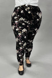 LEG-88 {Blooming Apple} White Floral Printed Leggings EXTENDED PLUS SIZE 3X/5X