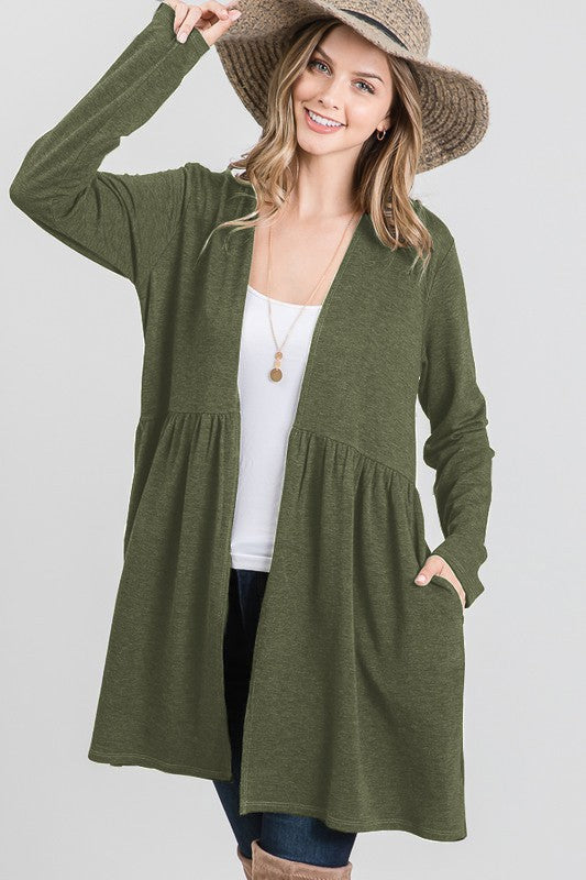 98 OT  {Prepared For Anything} Olive Long Sleeve Cardigan  PLUS SIZE 1X 2X 3X