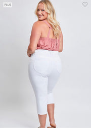 LEG-26 {Royalty For Me} White Ripped Capri Pants PLUS SIZE 14 16 18