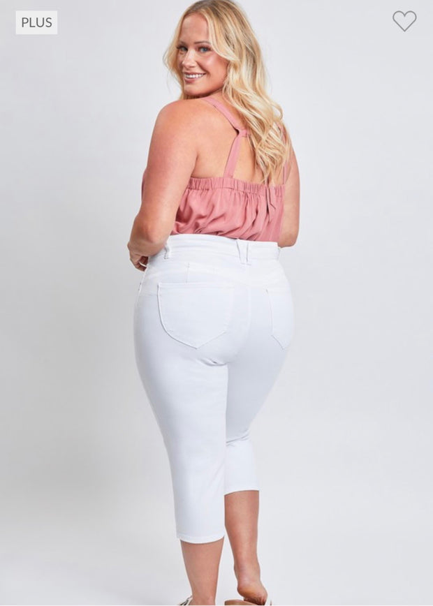 LEG-26 {Royalty For Me} White Ripped Capri Pants PLUS SIZE 14 16 18