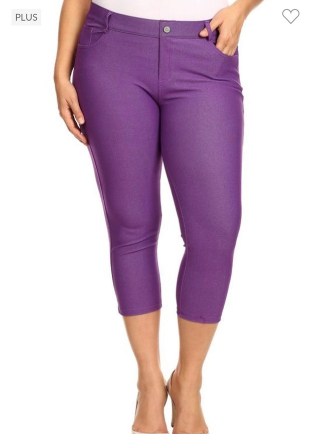 LEG-88 {Purple Revolution} Purple Capri Jeggings PLUS SIZE 1X 2X 3X