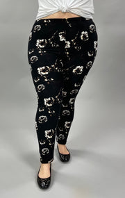 LEG-86 {The Thing Is} Black Floral Leggings  EXTENDED PLUS SIZE 3X/5X