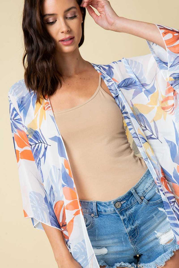 OT-M {Palm Beach} Sheer Blue/Orange/ Yellow Cardigan PLUS SIZE 1X 2X 3X