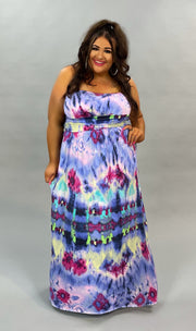 LD-V {Watercolor Wonder} Strapless Multi-Color Long Dress PLUS SIZE 1X 2X 3X