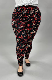 LEG-33 {Whoopsy Daisy} Black Floral Leggings EXTENDED PLUS SIZE 3X/5X
