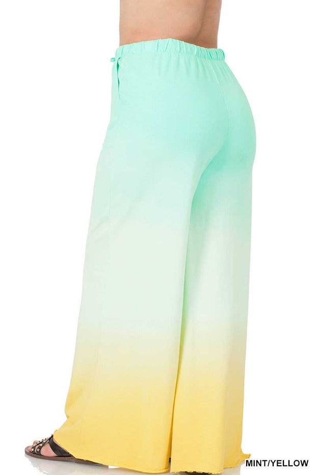 LEG-68 {Always Around Me} Mint Dip-Dye Flare Leg Joggers PLUS SIZE 1X 2X 3X