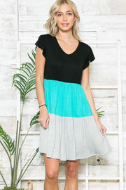 SALE!! 22 CP-A {Blown Away} Teal Color Block Tiered Dress PLUS SIZE 1X 2X 3X