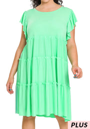 57 SSS-J {Could It Be} Mint Tiered Dress PLUS SIZE 1X 2X 3X