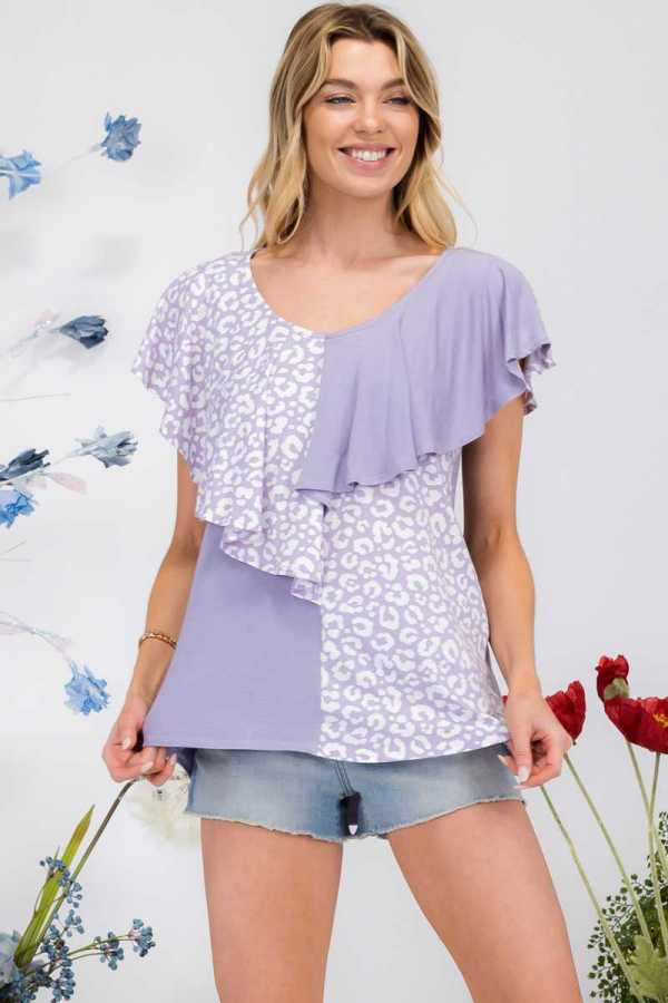 SALE!! 23 CP-B {Good Intentions} Lilac Animal Print V-Neck Top PLUS SIZE XL 2X 3X