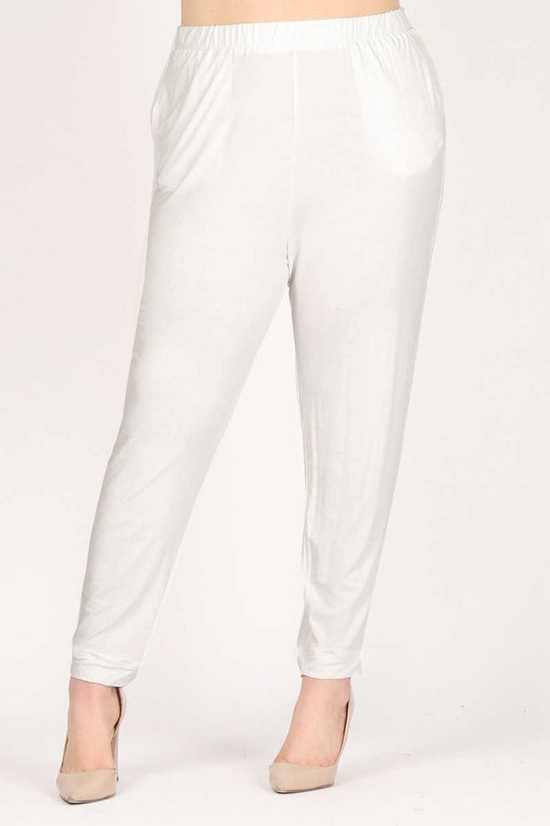 LEG-48 {Forward Motion} Ivory Joggers w/Pockets PLUS SIZE 1X 2X 3X