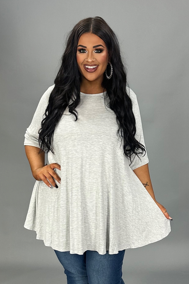 28 SSS {Simple Value} Light Grey Short Sleeve  Top PLUS SIZE XL 2X 3X