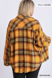 28 OT-M  {Little Country} Umgee Burnt Orange Plaid Jacket PLUS SIZE  XL 1X 2X
