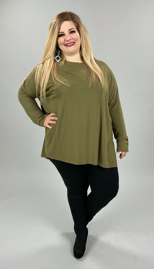 35  SLS-K {Hold Me Near} Dusty Olive Long Sleeve Top PLUS SIZE 1X 2X 3X