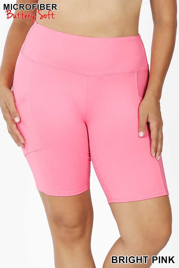 LEG-97 {Get Inspired} Pink Bike Shorts w Pockets PLUS SIZE XL 2X 3X