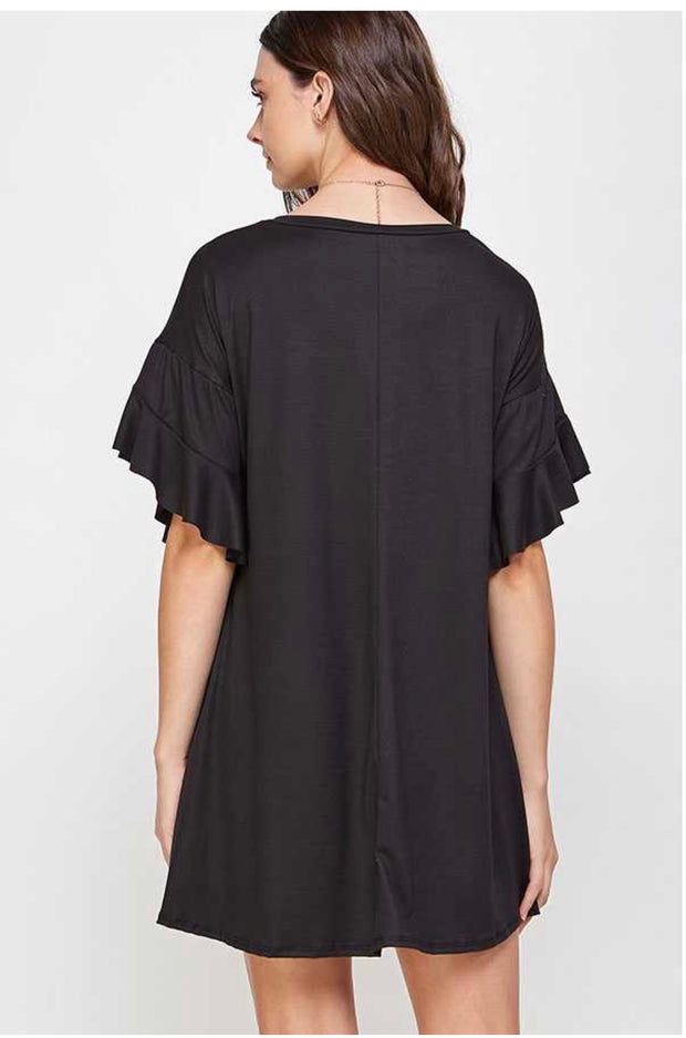 72 SSS-B {Living for Me} Black Dress W/Round Neck Plus Size 1X 2X 3X