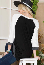 80 CP-B {Fly Me To The Moon} Black/Ivory/Gray Tunic PLUS SIZE 1X 2X 3X
