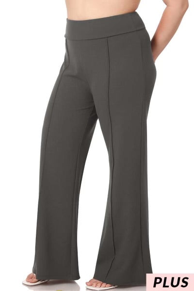 LEG-29 {Power To Change} Ash Grey Flared Leg Pants PLUS SIZE 1X 2X 3X