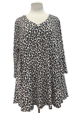 35 PQ-M {Looking Different} Taupe Leopard Print Top EXTENED PLUS SIZE 3X 4X 5X