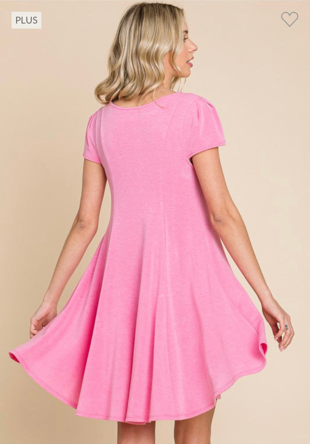 58 SSS-A {Candid Kisses} Pink Scoop Neck Dress PLUS SIZE 1X 2X 3X