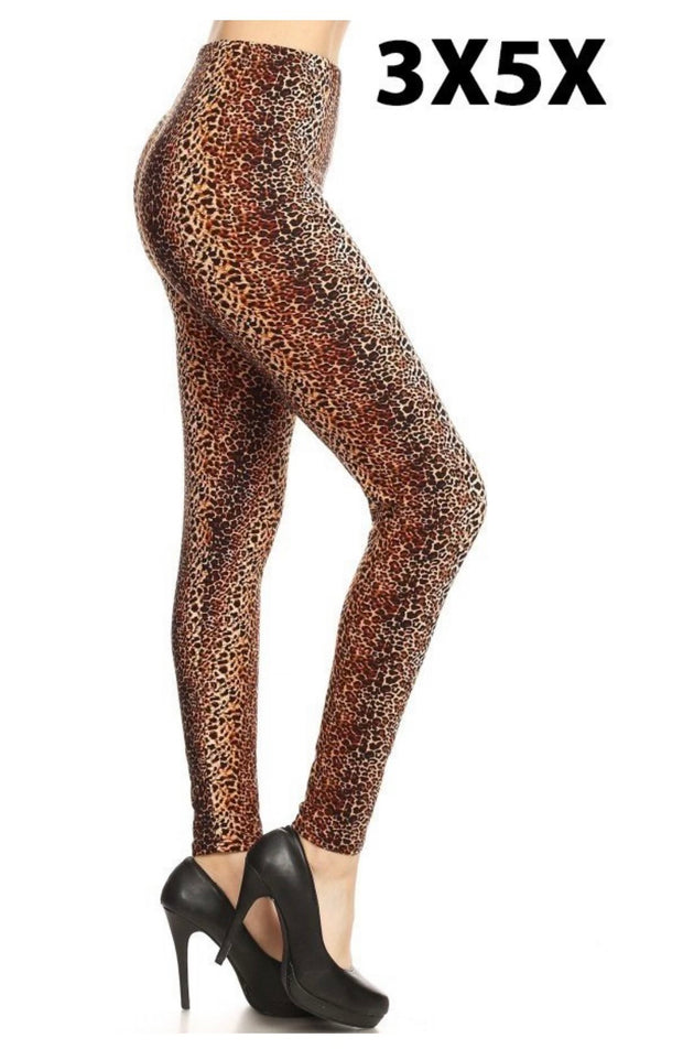 LEG-75 {How You Doing} Brown Cheetah Print Leggings  EXTENDED PLUS SIZE 3X/5X