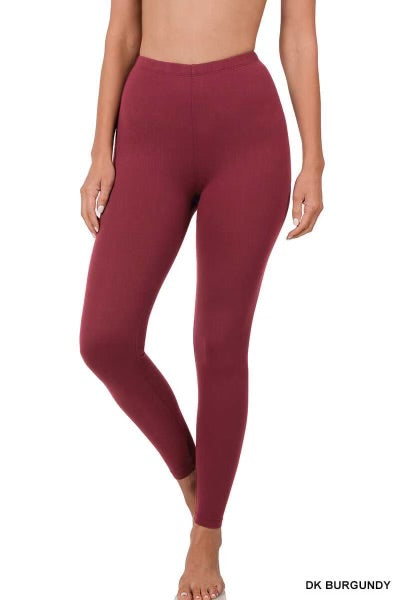Leg-37 {Pursuit Of Comfort} Burgundy Full Length Leggings  EXTENDED PLUS SIZE 3X/5X