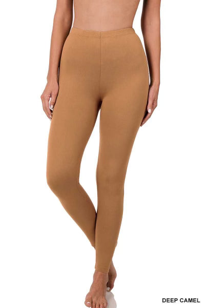 LEG-77 {Embrace Change} Deep Camel Cotton Full Length Leggings PLUS SIZE 1X 2X 3X