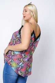 SV-X {Colorful Moments} Multi Color Snakeskin Camisole PLUS SIZE 1X 2X 3X