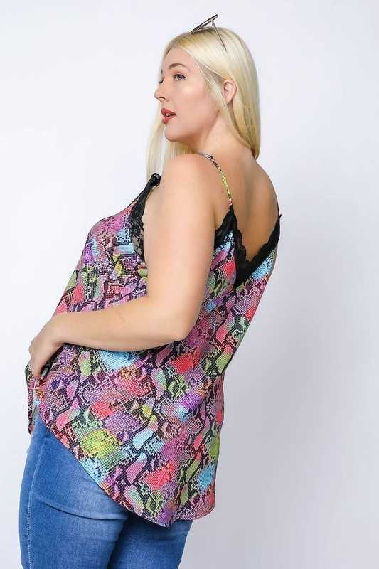 SV-X {Colorful Moments} Multi Color Snakeskin Camisole PLUS SIZE 1X 2X 3X