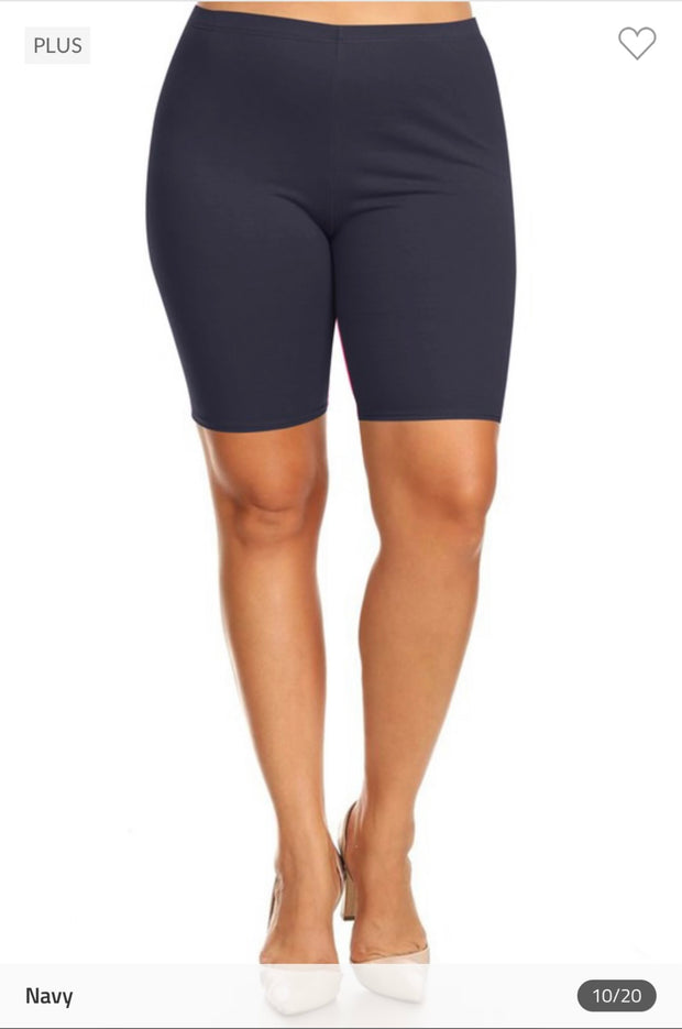LEG-88 {Confident Choice} Navy Biker Shorts PLUS SIZE 1X 2X 3X