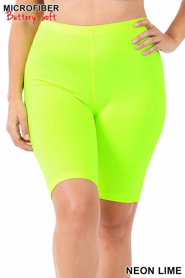 LEG-41 {Adventure Unlimited} Neon Lime Biker Shorts PLUS SIZE 1X 2X 3X