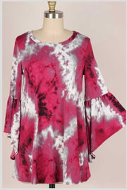 34-PQ-T {Caught Off Guard} Burgundy Bell Sleeves Tunic Plus Size1X 2X 3X