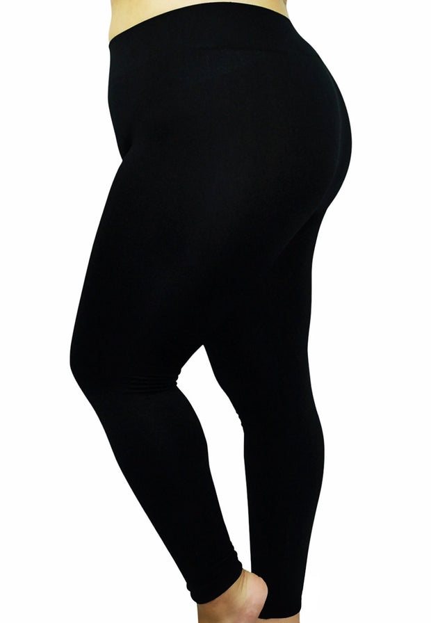 Leg-64 {Soft Haven} Black Full Length Leggings  EXTENDED PLUS SIZE 3X/5X