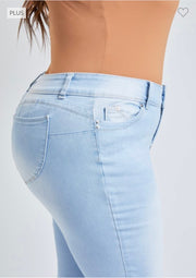 LEG-37  {YMI Wanna Betta Butt} Light Wash Ripped Cuffed Ankle Jeans  PLUS SIZE 14 16 18 20