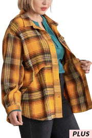 28 OT-M  {Little Country} Umgee Burnt Orange Plaid Jacket PLUS SIZE  XL 1X 2X