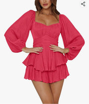 11 RP-B {Be Fearless} Fuchsia Lined Romper w/Tie PLUS SIZE XL