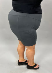Leg-45 {Smooth Rider} Charcoal Biker Short W/Pockets